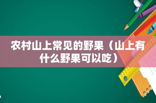 农村山上常见的野果（山上有什么野果可以吃）