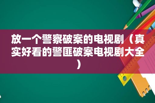 放一个警察破案的电视剧（真实好看的 *** 破案电视剧大全）