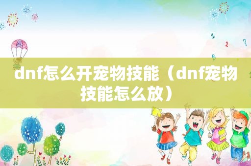 dnf怎么开宠物技能（dnf宠物技能怎么放）