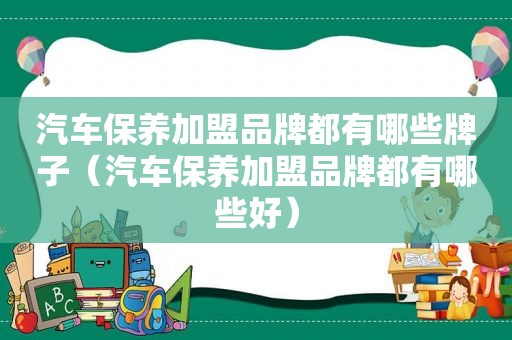 汽车保养加盟品牌都有哪些牌子（汽车保养加盟品牌都有哪些好）  第1张