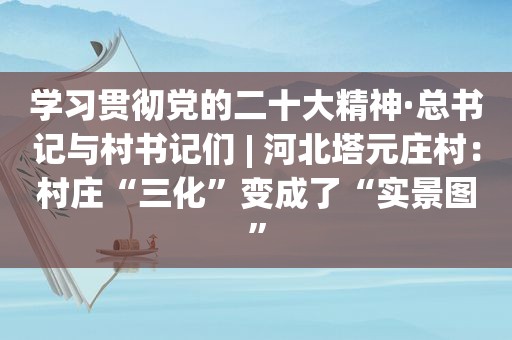 学习贯彻党的二十大精神·总书记与村书记们 | 河北塔元庄村：村庄“三化”变成了“实景图”