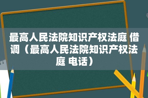 最高人民法院知识产权法庭 借调（最高人民法院知识产权法庭 电话）