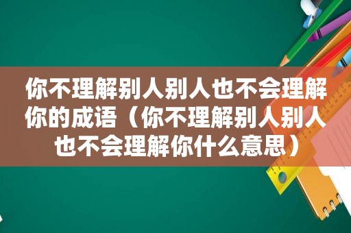 你不理解别人别人也不会理解你的成语（你不理解别人别人也不会理解你什么意思）