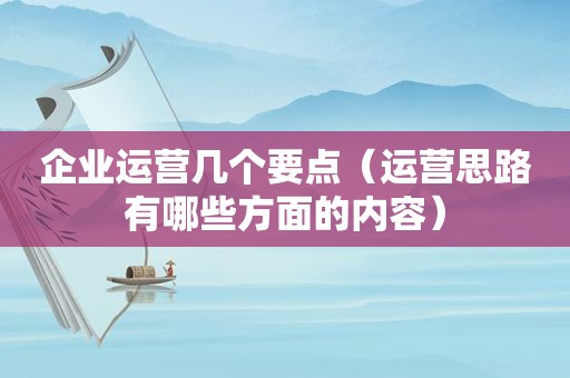 企业运营几个要点（运营思路有哪些方面的内容）