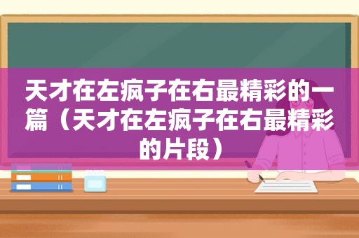 天才在左疯子在右最精彩的一篇（天才在左疯子在右最精彩的片段）