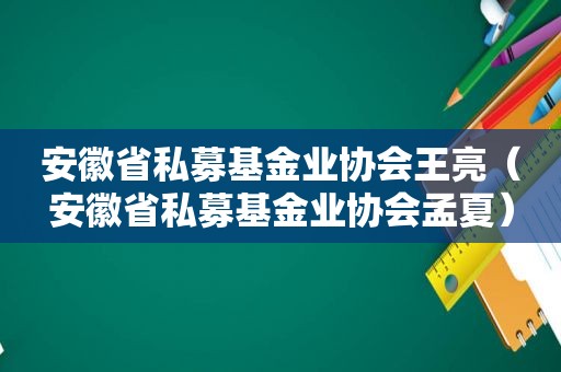 安徽省私募基金业协会王亮（安徽省私募基金业协会孟夏）