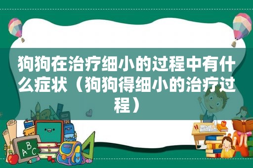 狗狗在治疗细小的过程中有什么症状（狗狗得细小的治疗过程）