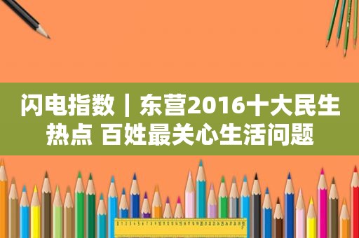 闪电指数｜东营2016十大民生热点 百姓最关心生活问题