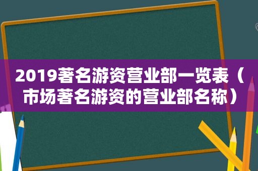 2019著名游资营业部一览表（市场著名游资的营业部名称）