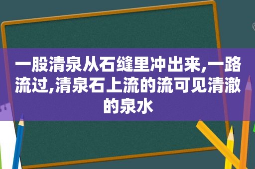 一股清泉从石缝里冲出来,一路流过,清泉石上流的流可见清澈的泉水