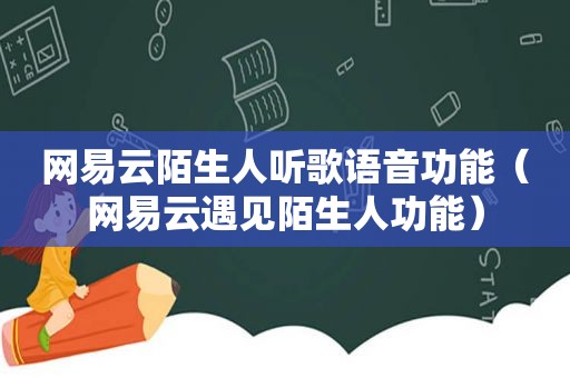 网易云陌生人听歌语音功能（网易云遇见陌生人功能）