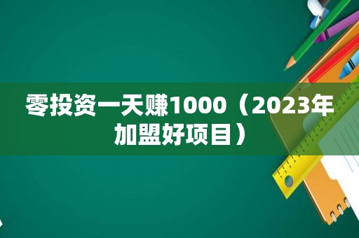 零投资一天赚1000（2023年加盟好项目）