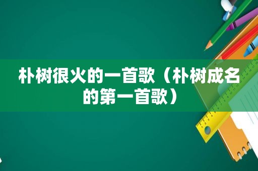 朴树很火的一首歌（朴树成名的第一首歌）