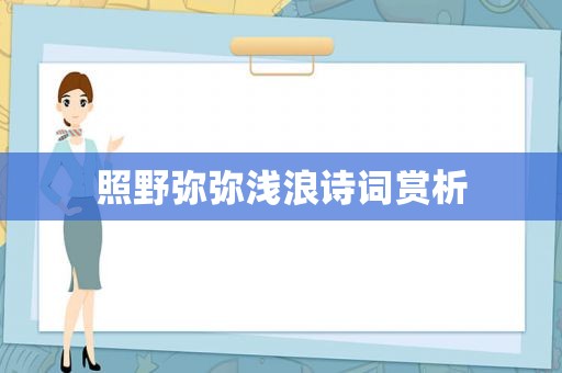 照野弥弥浅浪诗词赏析