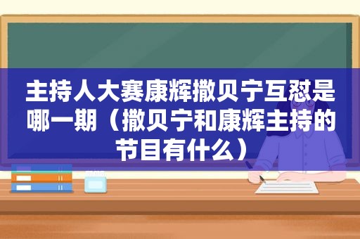 主持人大赛康辉撒贝宁互怼是哪一期（撒贝宁和康辉主持的节目有什么）  第1张