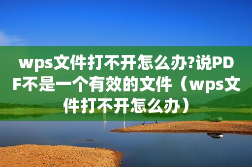 wps文件打不开怎么办?说PDF不是一个有效的文件（wps文件打不开怎么办）