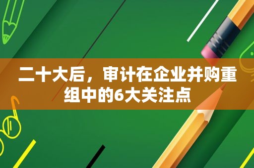 二十大后，审计在企业并购重组中的6大关注点