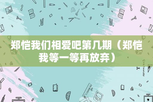 郑恺我们相爱吧第几期（郑恺我等一等再放弃）