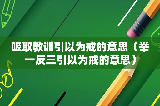 吸取教训引以为戒的意思（举一反三引以为戒的意思）