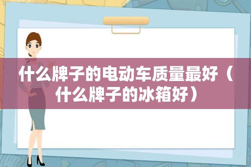 什么牌子的电动车质量最好（什么牌子的冰箱好）