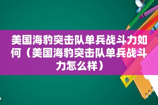 美国海豹突击队单兵战斗力如何（美国海豹突击队单兵战斗力怎么样）