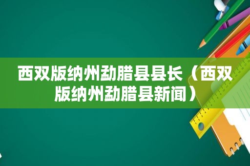 西双版纳州勐腊县县长（西双版纳州勐腊县新闻）