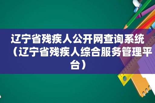 辽宁省残疾人公开网查询系统（辽宁省残疾人综合服务管理平台）