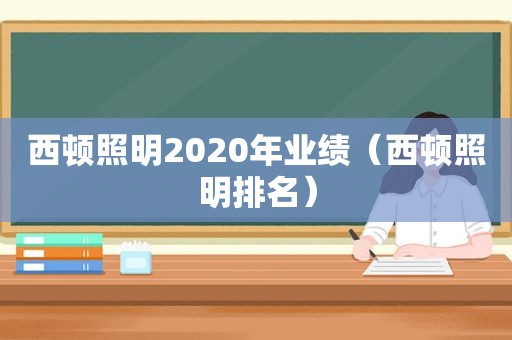 西顿照明2020年业绩（西顿照明排名）