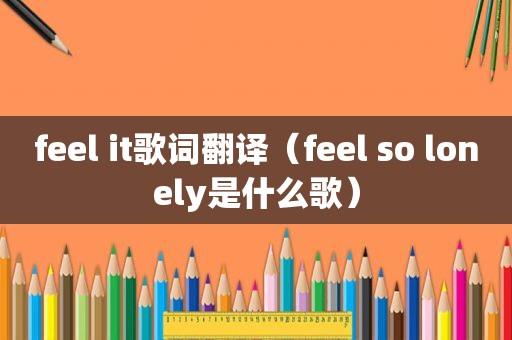 feel it歌词翻译（feel so lonely是什么歌）