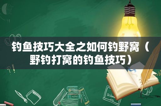 钓鱼技巧大全之如何钓野窝（野钓打窝的钓鱼技巧）