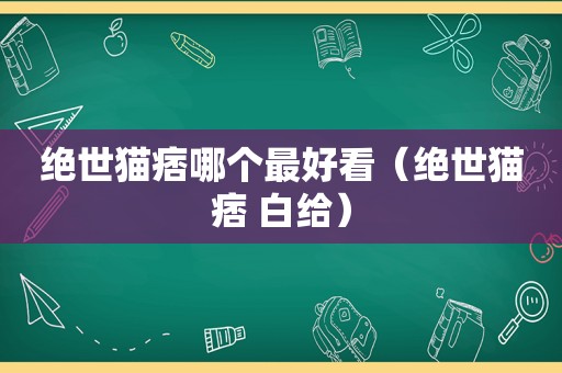 绝世猫痞哪个最好看（绝世猫痞 白给）