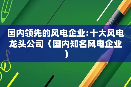 国内领先的风电企业:十大风电龙头公司（国内知名风电企业）