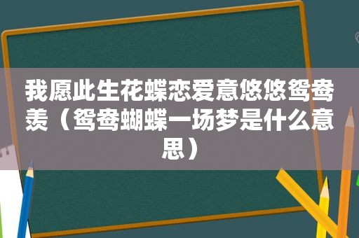 我愿此生花蝶恋爱意悠悠鸳鸯羡（鸳鸯蝴蝶一场梦是什么意思）