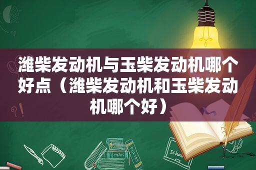 潍柴发动机与玉柴发动机哪个好点（潍柴发动机和玉柴发动机哪个好）