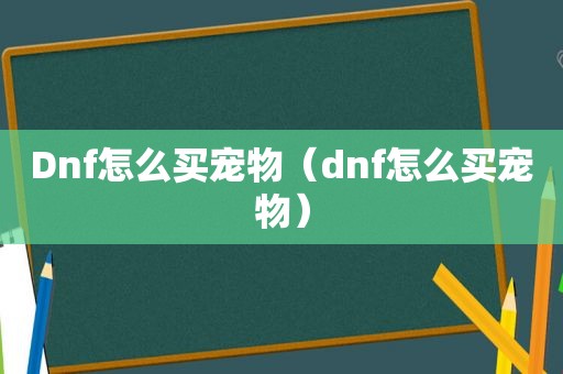 Dnf怎么买宠物（dnf怎么买宠物）