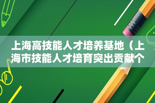 上海高技能人才培养基地（上海市技能人才培育突出贡献个人）