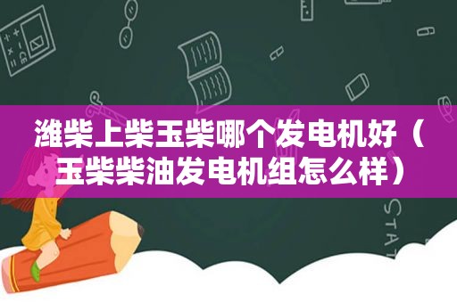 潍柴上柴玉柴哪个发电机好（玉柴柴油发电机组怎么样）