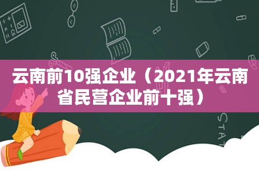 云南前10强企业（2021年云南省民营企业前十强）