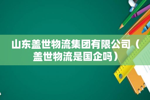 山东盖世物流集团有限公司（盖世物流是国企吗）