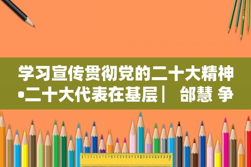 学习宣传贯彻党的二十大精神•二十大代表在基层 ▏邰慧 争做胸怀国之大者的“大先生”