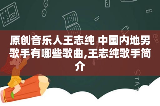 原创音乐人王志纯 中国内地男歌手有哪些歌曲,王志纯歌手简介