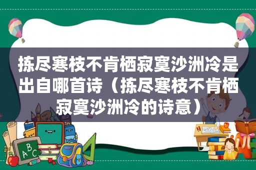 拣尽寒枝不肯栖寂寞沙洲冷是出自哪首诗（拣尽寒枝不肯栖寂寞沙洲冷的诗意）