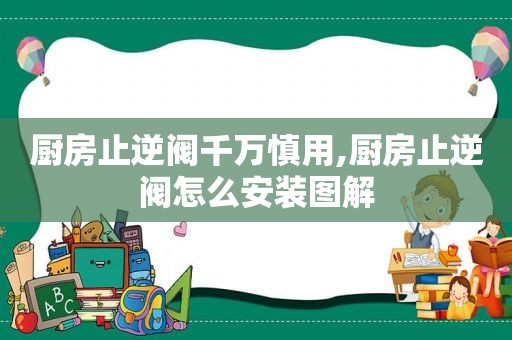 厨房止逆阀千万慎用,厨房止逆阀怎么安装图解