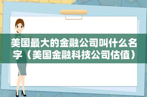 美国最大的金融公司叫什么名字（美国金融科技公司估值）