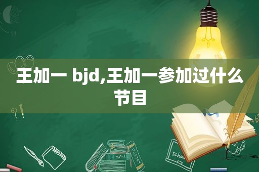 王加一 bjd,王加一参加过什么节目