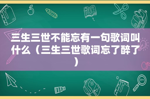 三生三世不能忘有一句歌词叫什么（三生三世歌词忘了醉了）