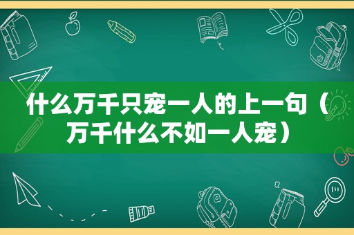 什么万千只宠一人的上一句（万千什么不如一人宠）