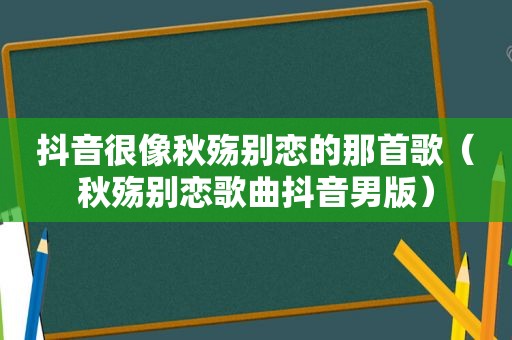 抖音很像秋殇别恋的那首歌（秋殇别恋歌曲抖音男版）