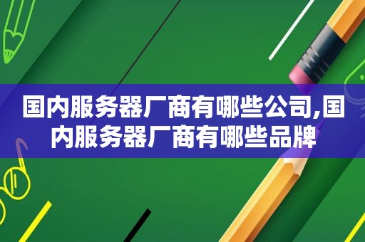 国内服务器厂商有哪些公司,国内服务器厂商有哪些品牌