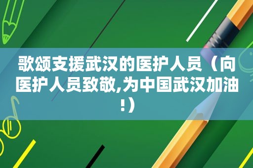 歌颂支援武汉的医护人员（向医护人员致敬,为中国武汉加油!）